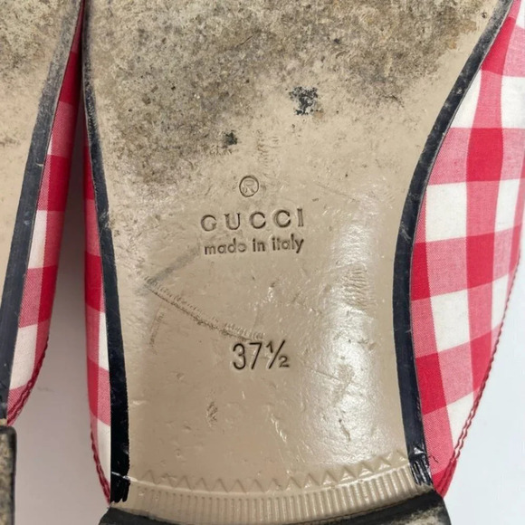 Gucci Princetown Red Gingham Plaid Check Loafer Mule Slipper Size 37.5 / 7.5 - Picture 16 of 16
